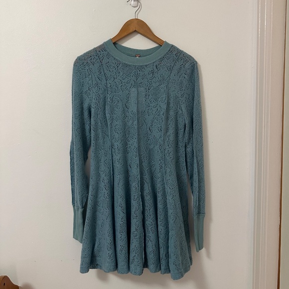 NWT Free People Coffee in the Morning Lace Astral Sea Long Sleeve Tunic | Small - Picture 4 of 11